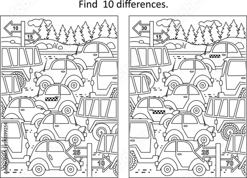 Difference game with toy cars road traffic
