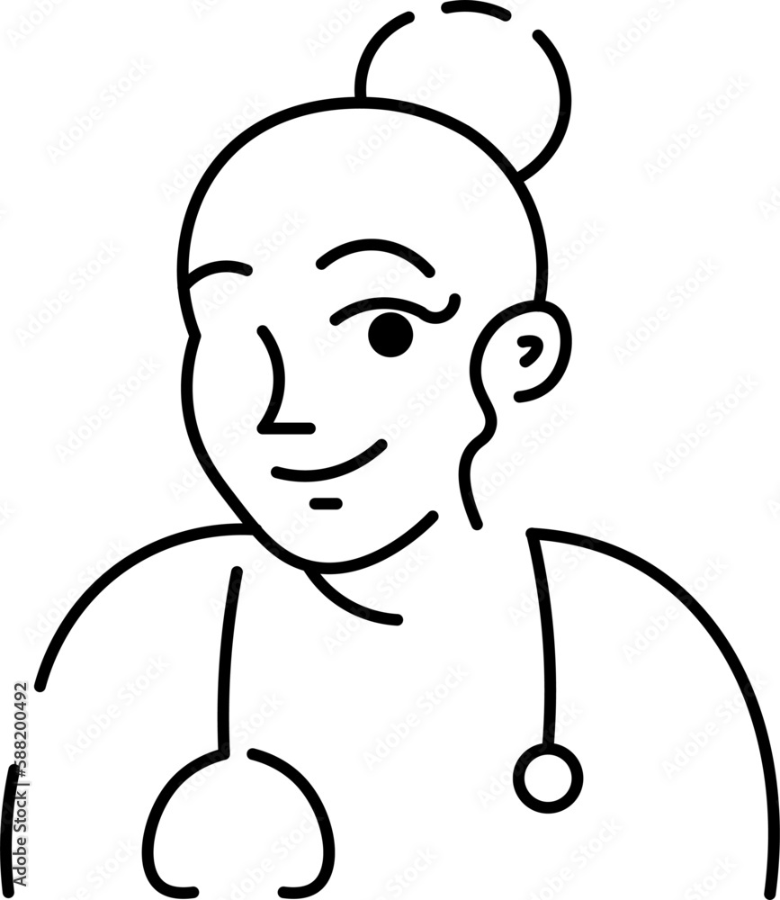 Minimalist Female Doctor Outline Vector Illustration Minimalist Female Doctor Outline Vector Illustration