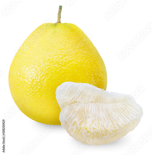 Yellow Pomelo Fruit or shaddock, Bali lemon, or  grapefruit on Isolate white background with clipping path.