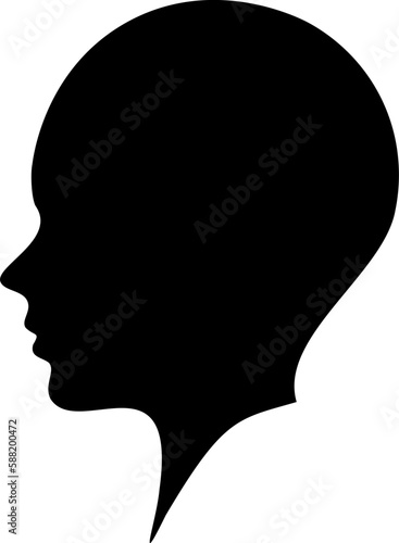 Minimalist Bald Woman Silhouette Vector Illustration