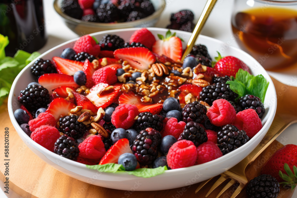 Mixed berry breakfast, created with Generative AI technology Mixed berry breakfast, created with Generative AI technology