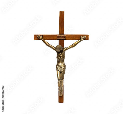 Catholic cross on a white background