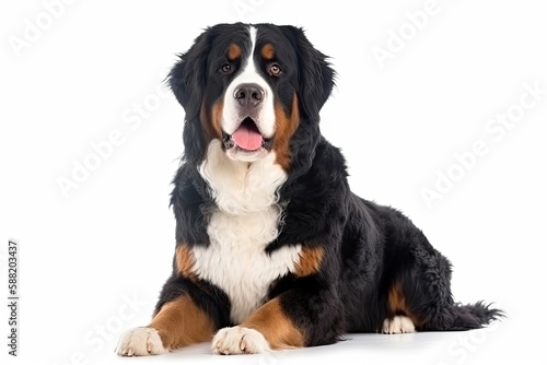 Bernese Mountain dog isolated on white background. Generative AI