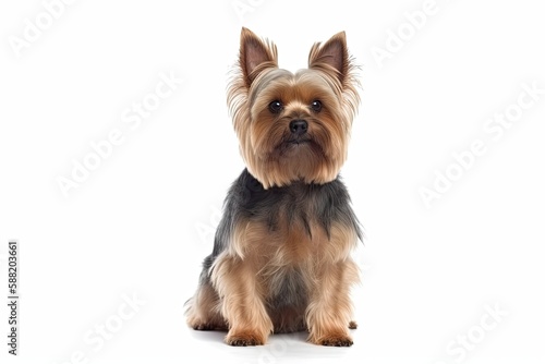 Silky Terrier dog isolated on white background. Generative AI photo