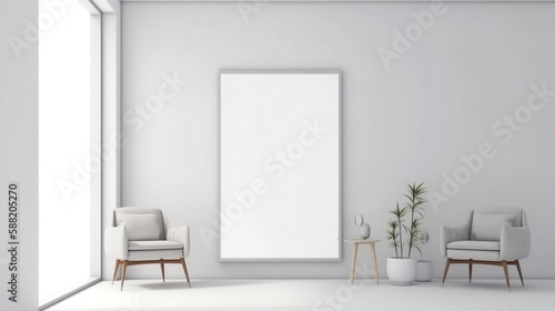 Minimal interior white picframe