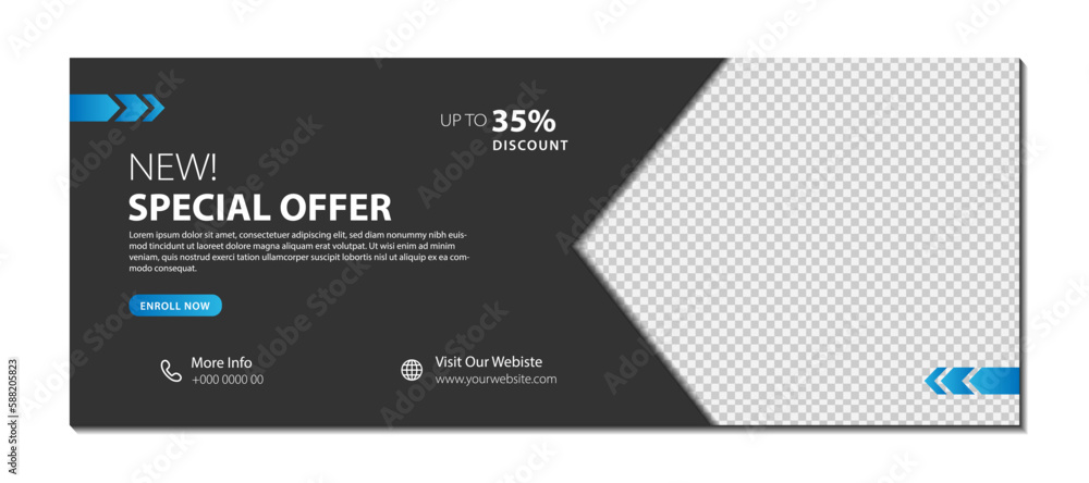 Banner design template. Usable for banner, cover, and header. Vector illustration