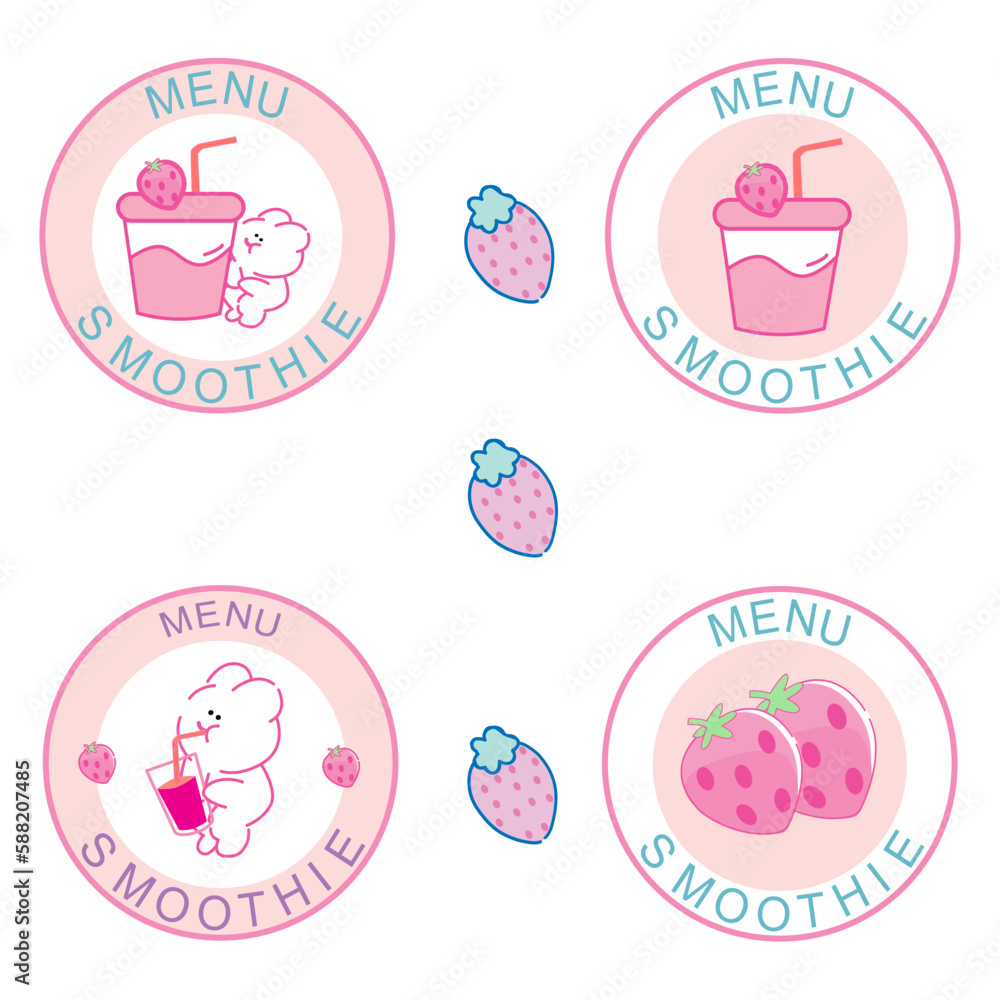 Cute Kawaii Cute bunny funny Sweet rabbit set of cute bunny fruit and flower logo menu fruit smoothie Cute Kawaii Cute bunny funny Sweet rabbit set of cute bunny fruit and flower logo menu fruit smoothie