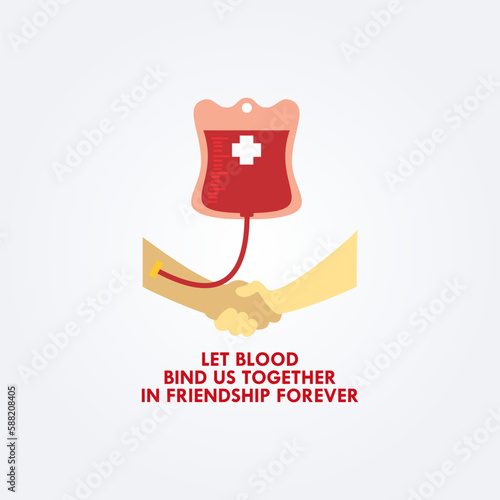 World Blood Donor Day, vector design, with blood bag transferring blood concept