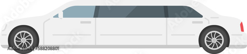横から見た、白色のリムジンのイラスト