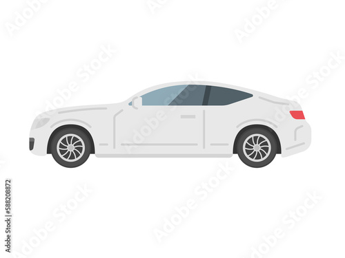 横から見た、自動車の、白色のクーペのイラスト © R-DESIGN