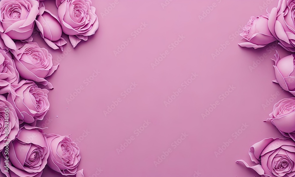 pink roses border ai generative