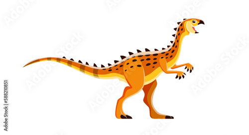 Cartoon Scutellosaurus dinosaur character  Jurassic dino and cute reptile  vector kids paleontology. Scutellosaurus dinosaur or extinct prehistoric thyreophoran dino for kids toy or education