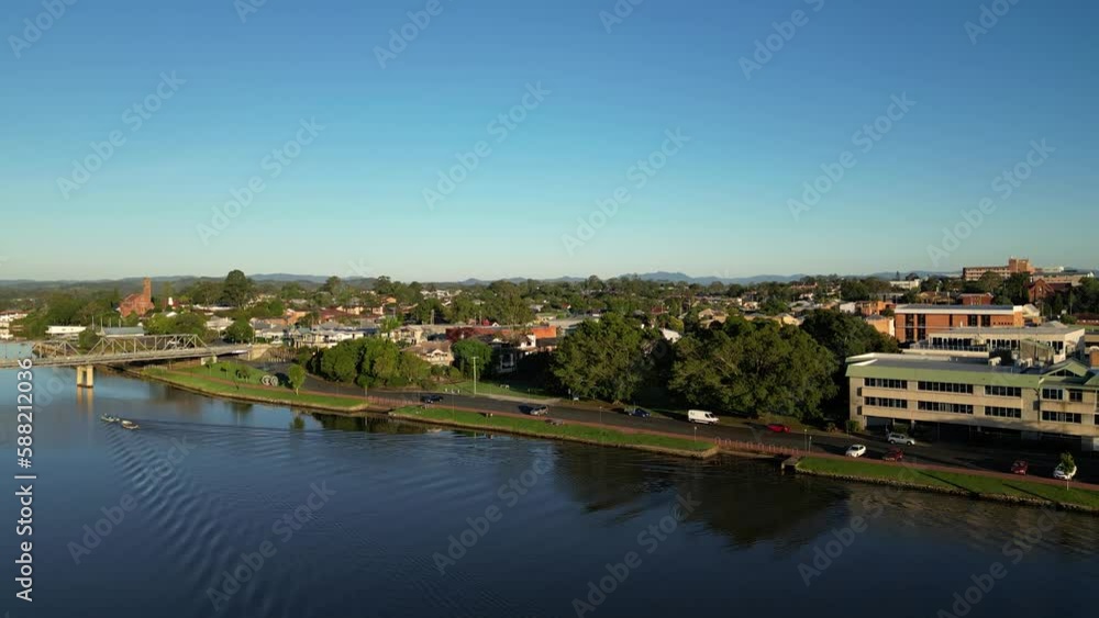 Aerials views over Taree, the Manning River and the Martin Bridge, New South Wales, Australia Aerials views over Taree, the Manning River and the Martin Bridge, New South Wales, Australia