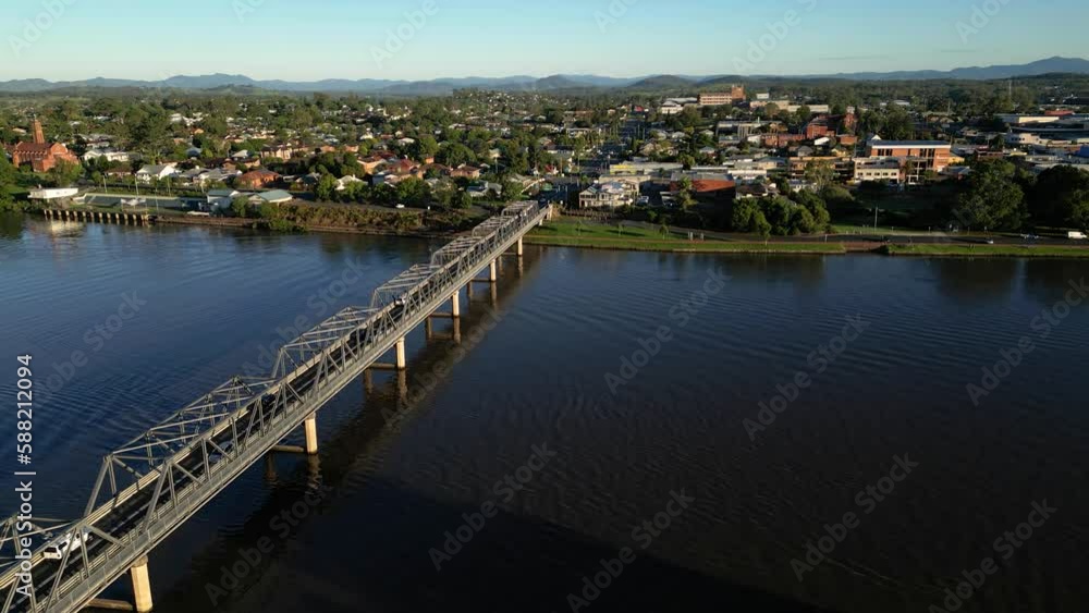 Aerials views over Taree, the Manning River and the Martin Bridge, New South Wales, Australia Aerials views over Taree, the Manning River and the Martin Bridge, New South Wales, Australia