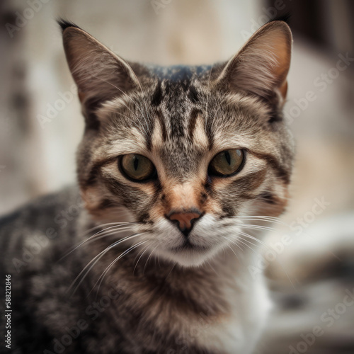 Gazing Tabby Cat, AI © TheOdd1 