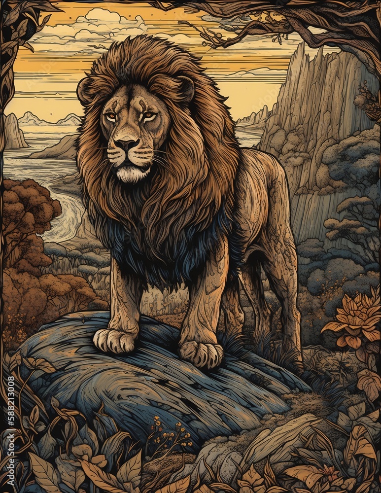 Naklejka premium AI Lion