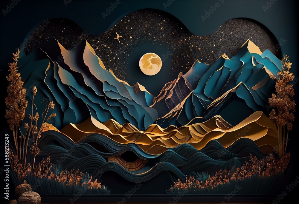 3D Hazy Faded Mountains 1618 Wall Murals