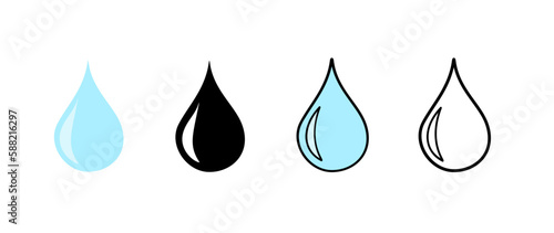 Drop vector. Water drops set. Water or oil drop. 