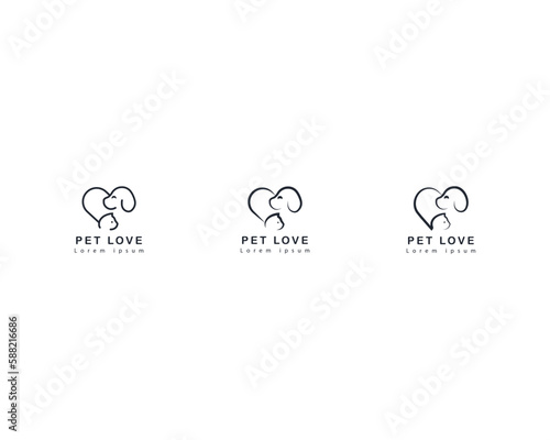 Dog and cat logo design template vector, line of pet logo design suitable for pet shop, store, cafe, business, hotel, veterinary clinic, Domestic animals vector illustration logotype, sign or symbol