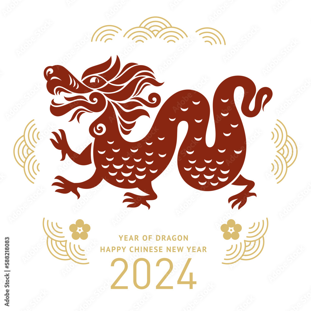 Chinese Happy New Year 2024. Year of the Dragon. Greetings card, banner design
Chinese Happy New Year 2024. Year of the Dragon. Greetings card, banner design