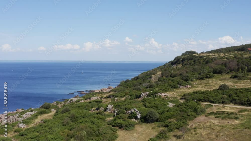 Sea coastline in Sweden drone scen Sea coastline in Sweden drone scen