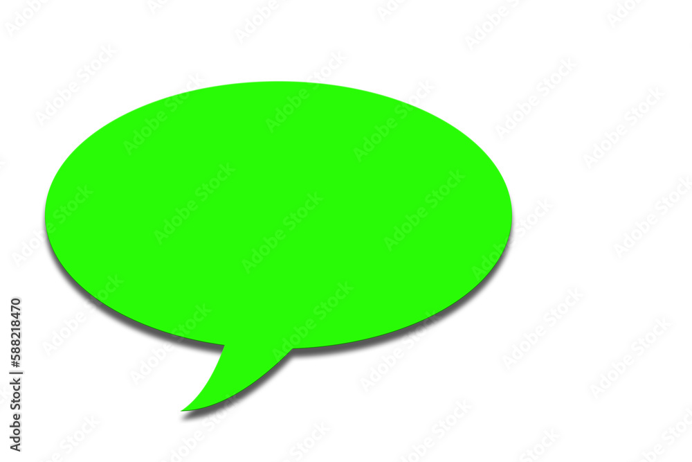 Grüne Sprechblase vor weißen Hintergrund, 2D-Illustration Grüne Sprechblase vor weißen Hintergrund, 2D-Illustration
