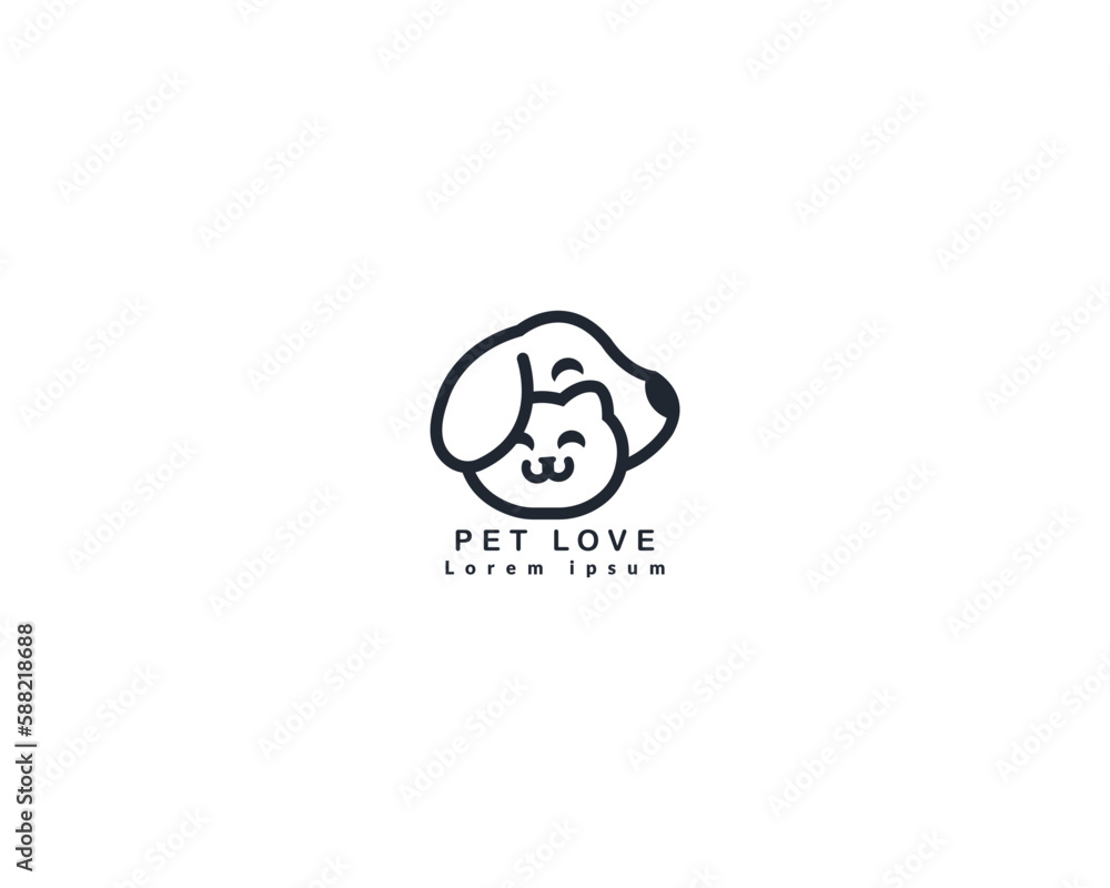 Dog and cat logo design template vector, line of pet logo design suitable for pet shop, store, caffe, business, hotel, veterinary clinic, Domestic animal vector illustration logotype, sign, symbol. Dog and cat logo design template vector, line of pet logo design suitable for pet shop, store, caffe, business, hotel, veterinary clinic, Domestic animal vector illustration logotype, sign, symbol.