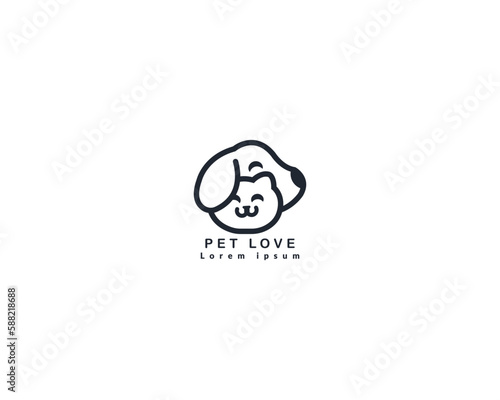 Dog and cat logo design template vector, line of pet logo design suitable for pet shop, store, caffe, business, hotel, veterinary clinic, Domestic animal vector illustration logotype, sign, symbol.