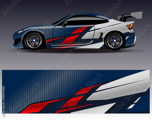 Car wrap design vector. Graphic abstract stripe racing background kit designs for wrap vehicle  race car  rally  adventure and livery