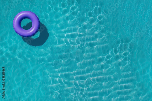 Water ripple background with purple inflatable ring created with Generative AI technology