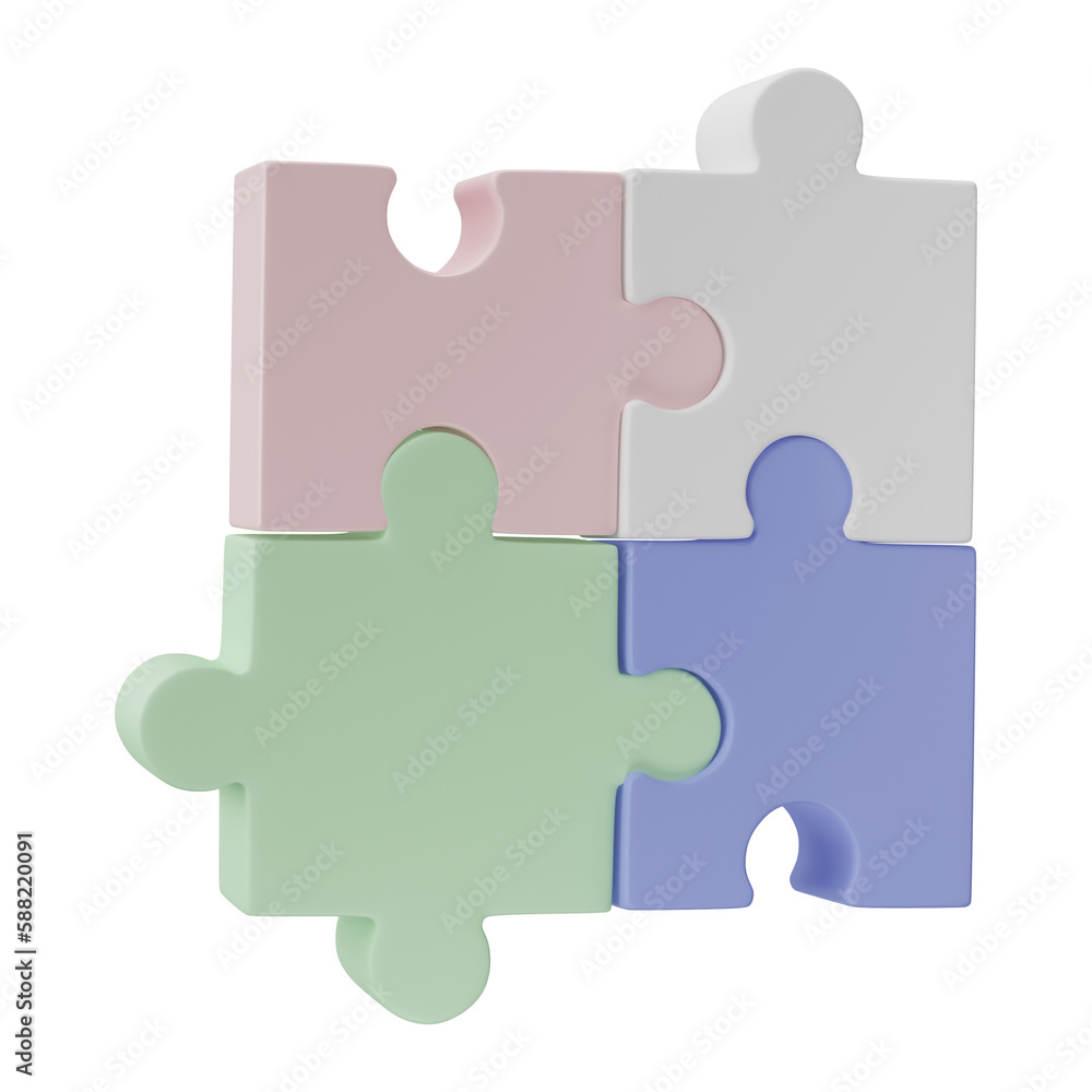 3D jigsaw puzzle pieces isolated on transparent background. Problem-solving, business connecting, cooperation, partnership concept. 3D jigsaw puzzle pieces isolated on transparent background. Problem-solving, business connecting, cooperation, partnership concept.