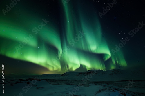 Northern lights, aurora borealis, over the earth - Generative AI © lilyl