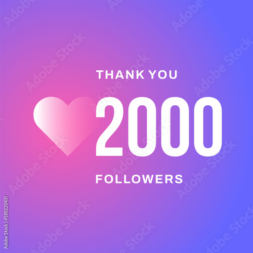 Thank you followers internet blog community celebrate like heart design template vector flat