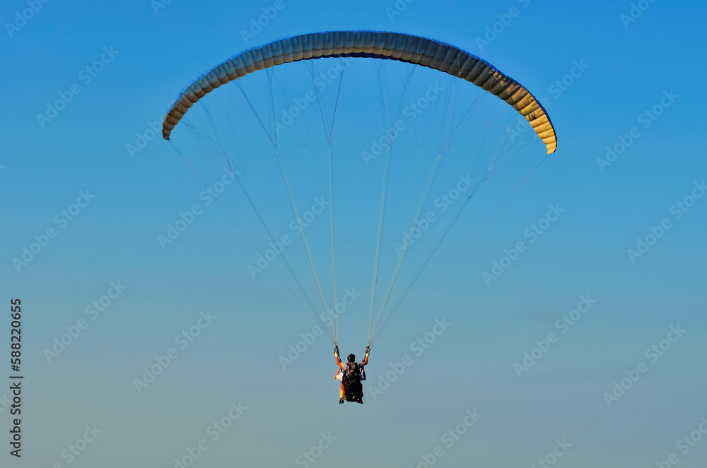 steam glider flying against the blue sky at sunset steam glider flying against the blue sky at sunset
