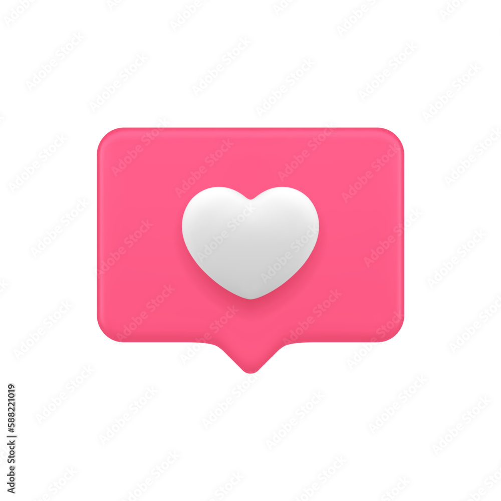 Like virtual quick tips social media network pink heart 3d icon realistic vector illustration Like virtual quick tips social media network pink heart 3d icon realistic vector illustration