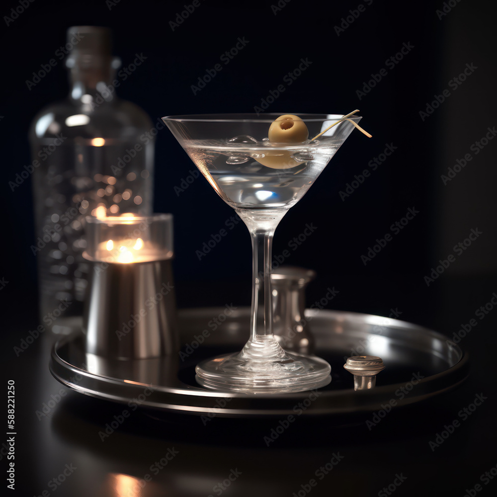 Suave Sips: An Exclusive and Elegant Dry Martini Cocktail, Generative AI