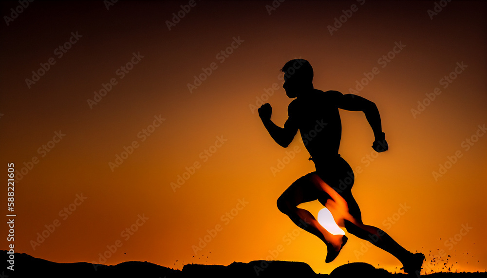 the dedication and perseverance of an athlete pushing themselves to new limits in this stunning silhouette image, training at sunrise against a vibrant sky, embodying the discipline and motivation req