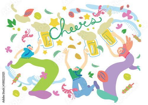 happy_holiday_people_03_ベクター素材_ビール＿_ポスター・バナーデザイン_テンプレート