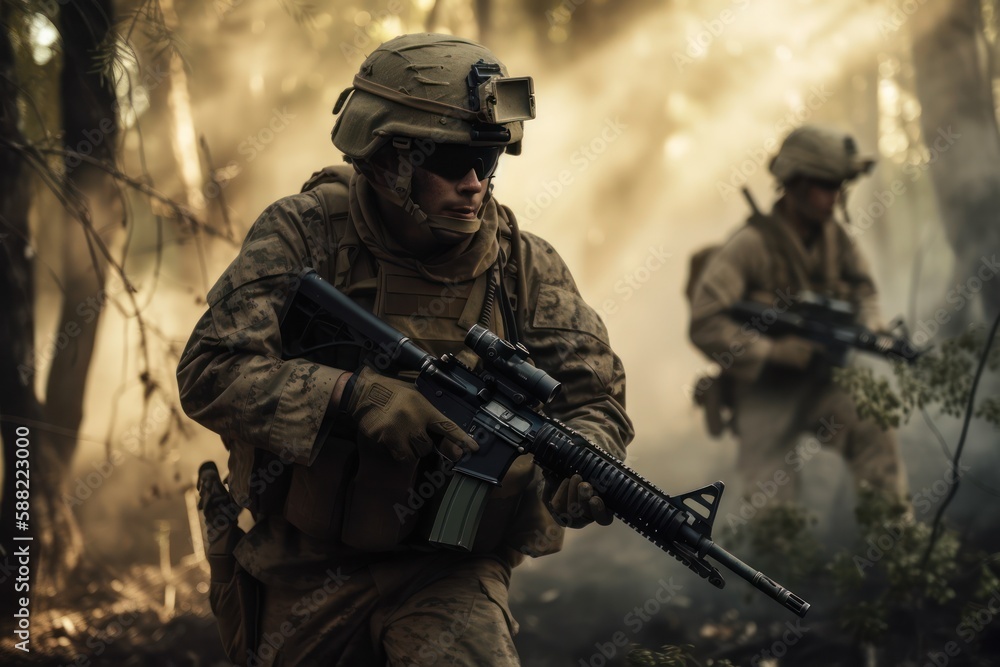 U.S. marines in action, generative AI U.S. marines in action, generative AI