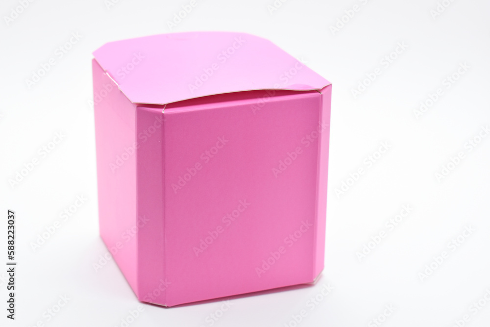 pink paper box on white background, package for design pink paper box on white background, package for design