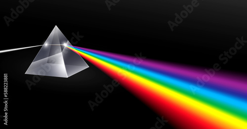 electromagnetic color prism light refraction spectral. 3d illustrator. photo