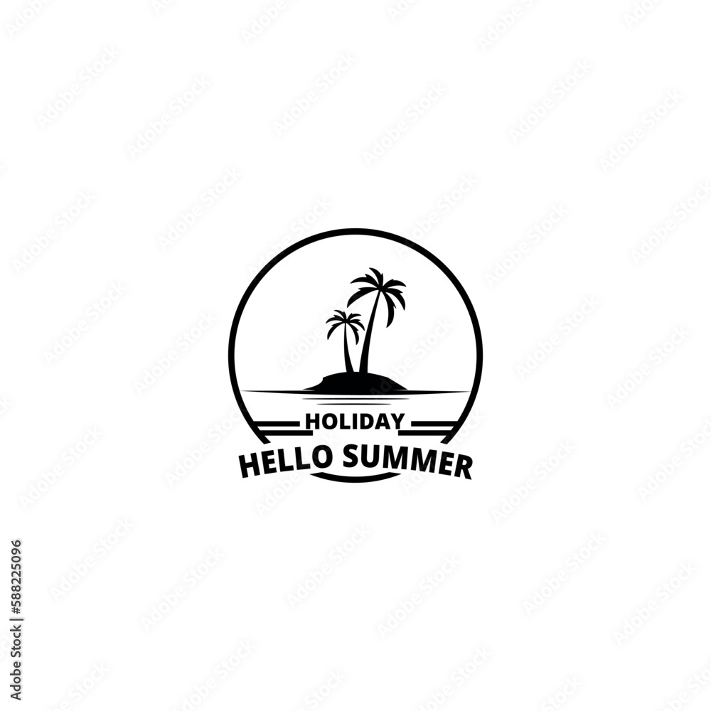 Hello Summer Logo. summer beach logo vector illustration Hello Summer Logo. summer beach logo vector illustration