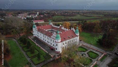 Aerial view of picturesque Renaissance castle in Baranów Sandomierski, Poland photo