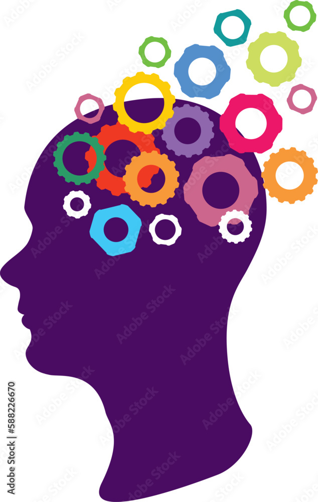 Head with colorful gears Head with colorful gears