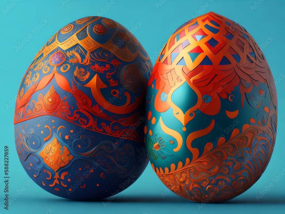 easter eggs on a blue background easter eggs on a blue background