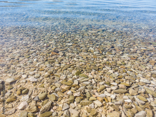 entrance to the sea covered with stones