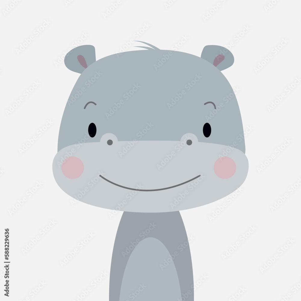 Naklejka premium cute hippo vector illustration