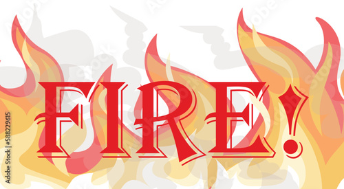 Fire hazard and Fire safety banner with gas banner flammable alert for fire and safety instruction with fire triangle for oxygen with alert and alarm