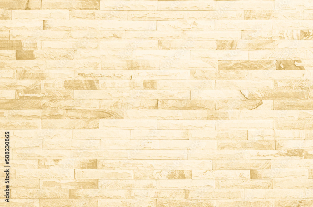 Obraz premium Cream and white brick wall texture background. Brickwork and stonework flooring interior rock old pattern design 