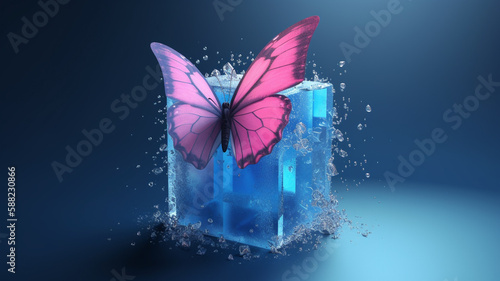 cube backkground with butterfly © iv work